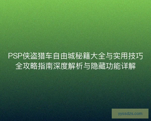 PSP侠盗猎车自由城秘籍大全与实用技巧全攻略指南深度解析与隐藏功能详解